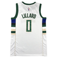Load image into Gallery viewer, Dame Lillard #0 Milwaukee Swingman White NBA Jersey
