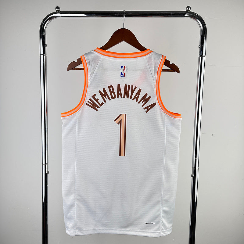 Wembanyama #1 San Antonio City White NBA Jersey