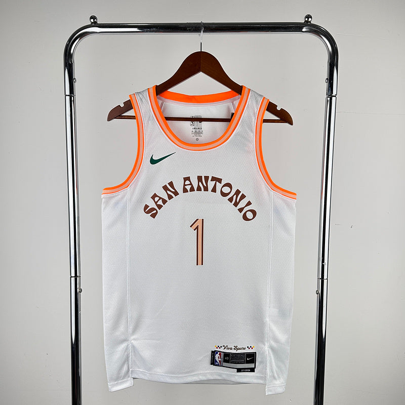 Wembanyama #1 San Antonio City White NBA Jersey